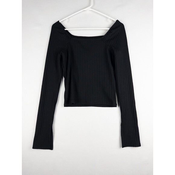 NWT Madewell Sweater Womens Cropped Small Black Knit Pullover Solid‎ - Picture 2 of 8